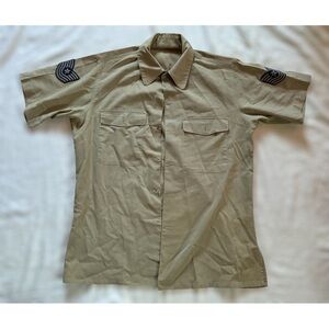 Vintage Tan Military Button Up Shirt